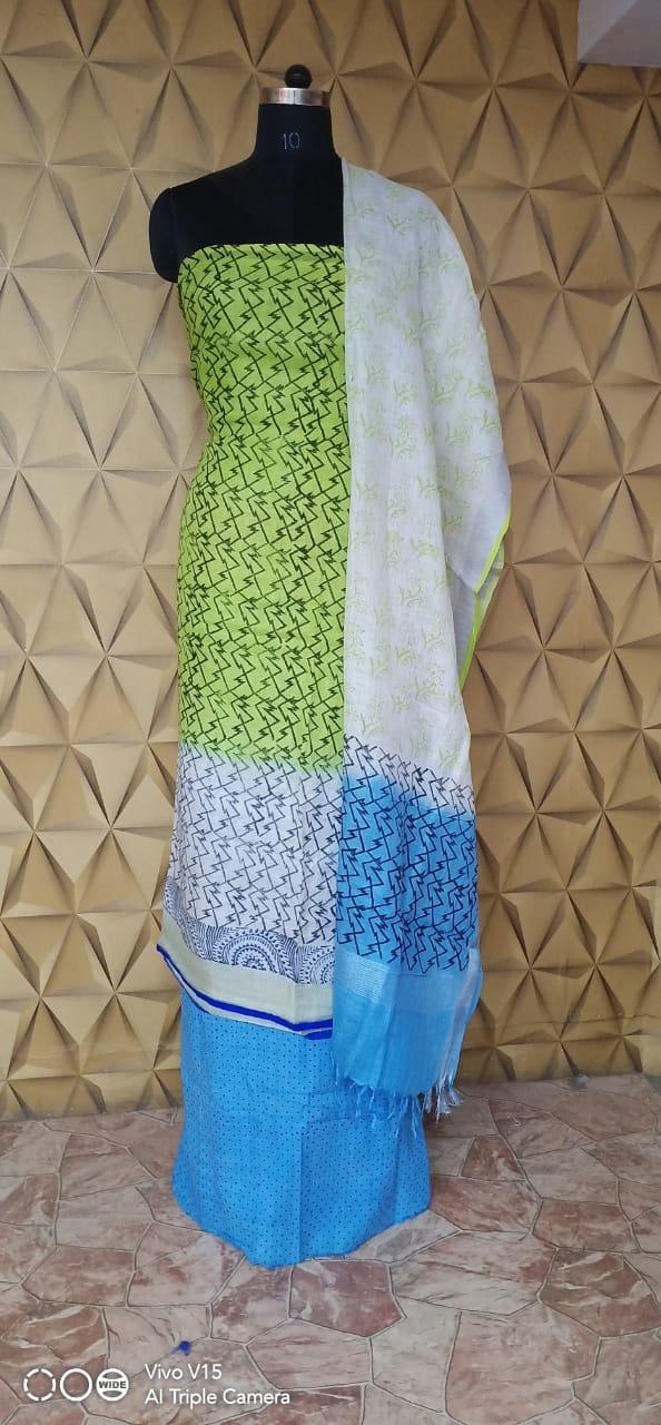Linen print suit silkzon.in