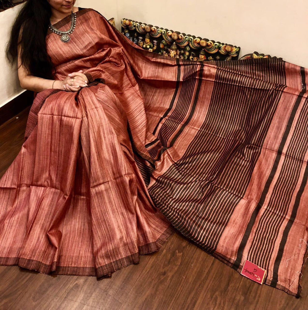 Tussar ghicha silk saree silkzon.in