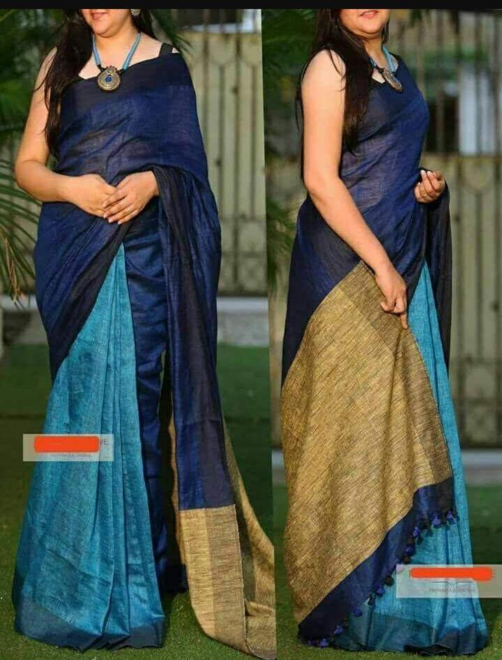 Linen saree silkzon.in