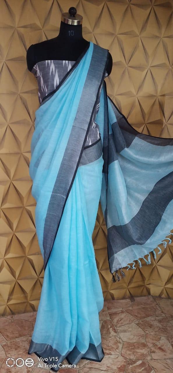 Linen saree silkzon.in