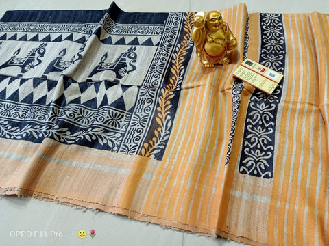 TUSSAR SILK PRINT SAREE