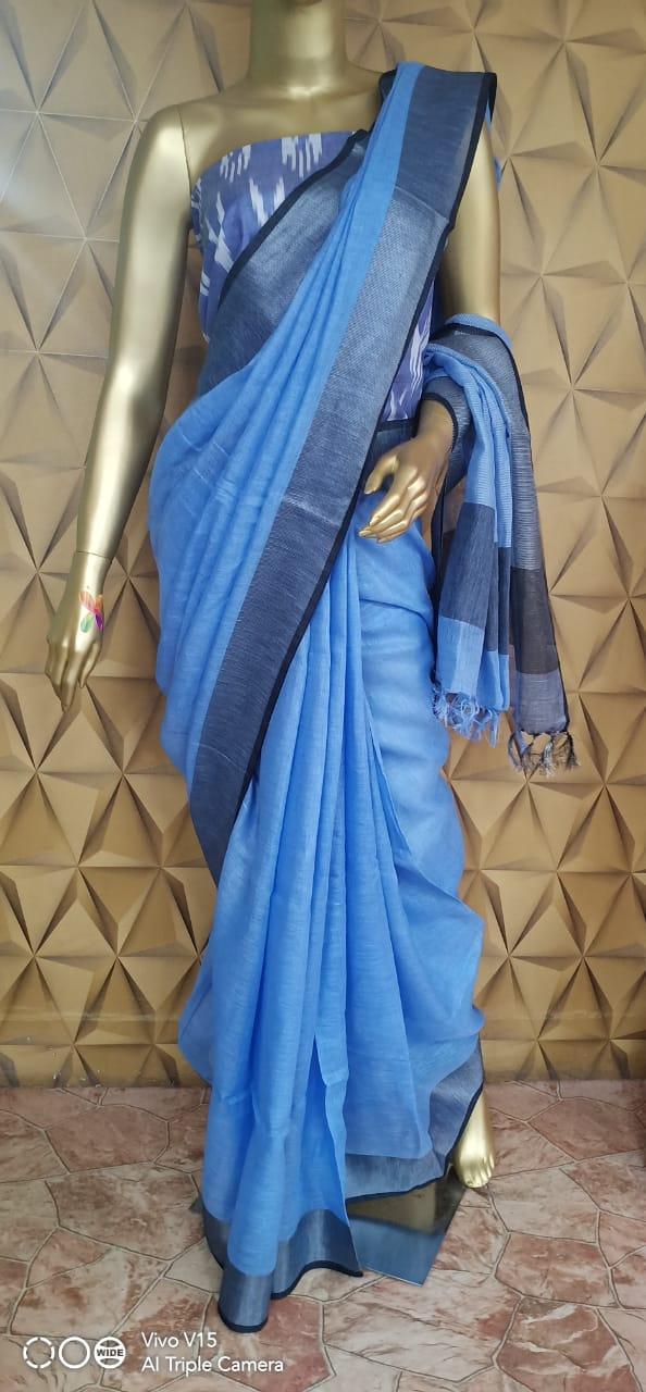 Linen saree silkzon.in