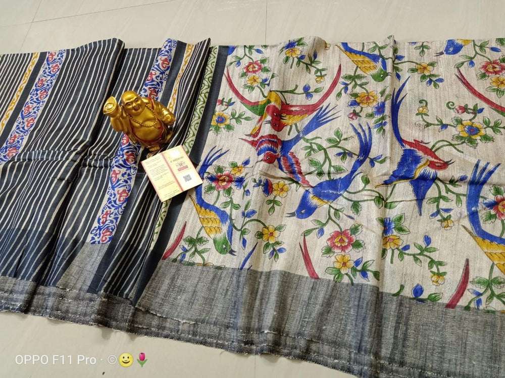 TUSSAR SILK PRINT SAREE