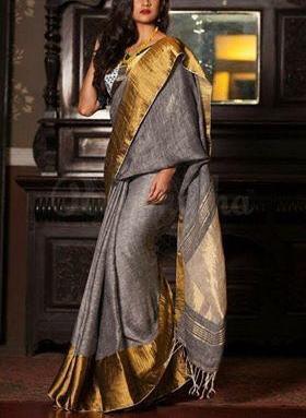 Linen saree silkzon.in