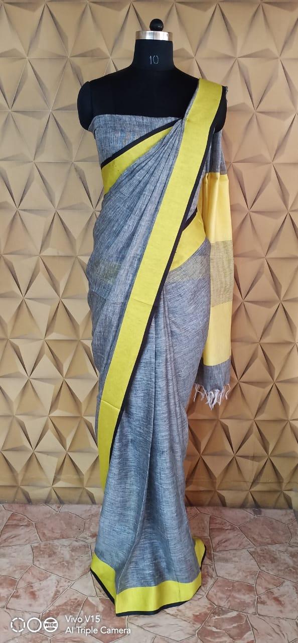 Linen saree silkzon.in