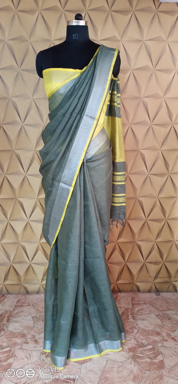 Linen saree silkzon.in