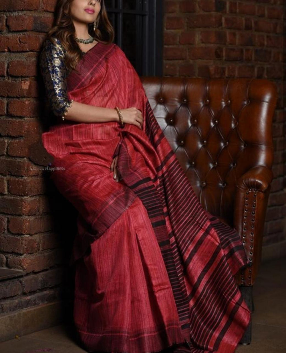 Tussar ghicha silk saree silkzon.in