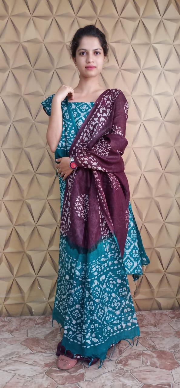 Linen print suit silkzon.in