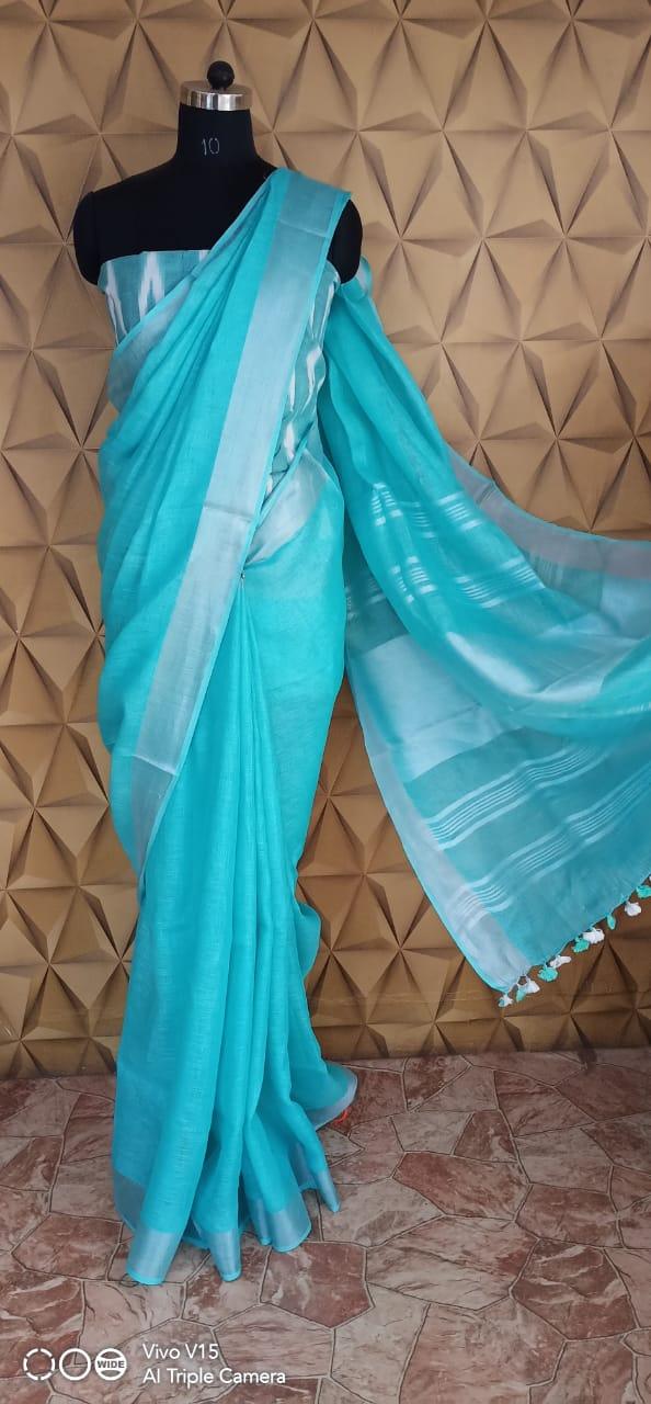 Linen saree silkzon.in