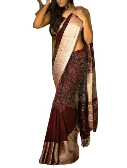 Linen saree silkzon.in