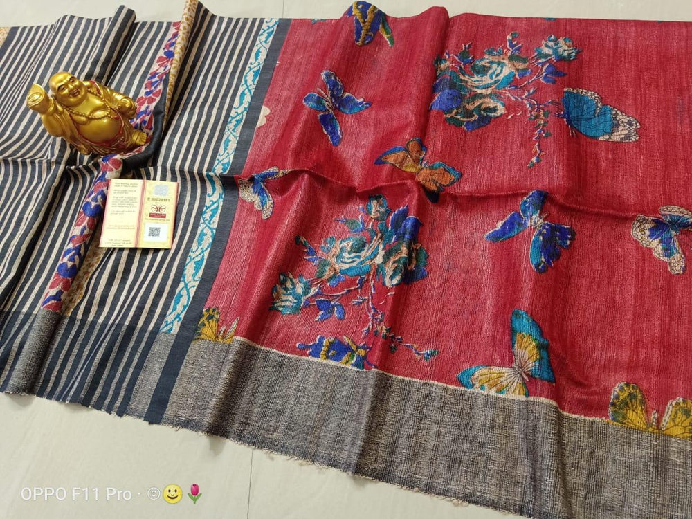 TUSSAR SILK PRINT SAREE