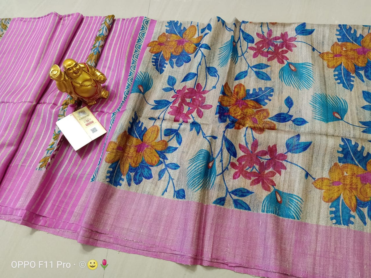 TUSSAR SILK PRINT SAREE