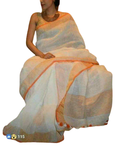 Linen saree silkzon.in