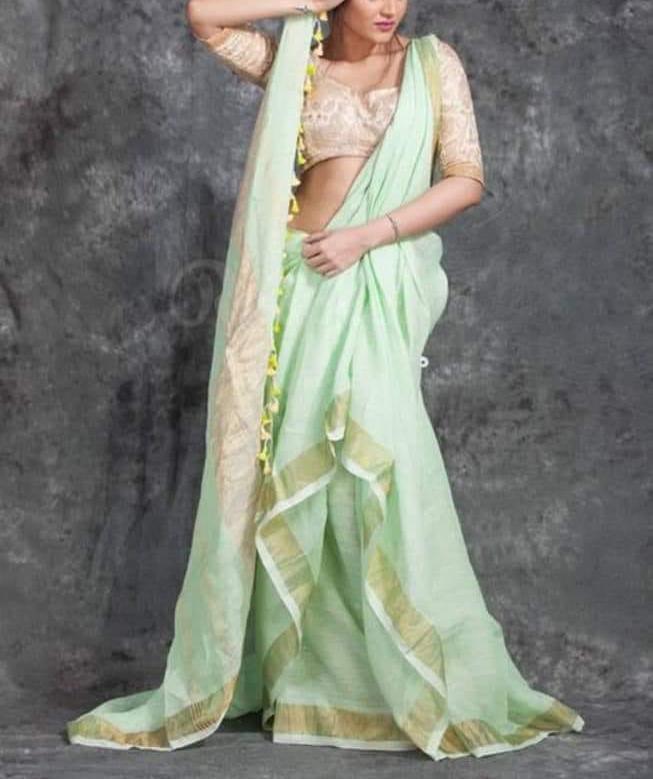 Linen saree silkzon.in