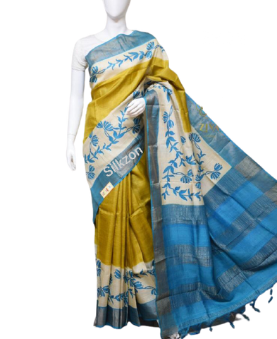 Pure Tussar Silk print saree