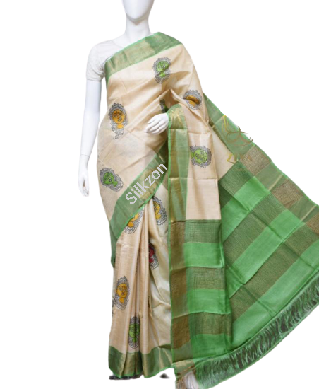 Pure Tussar Silk print saree