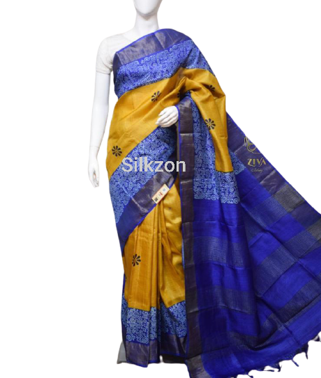 Pure Tussar Silk print saree