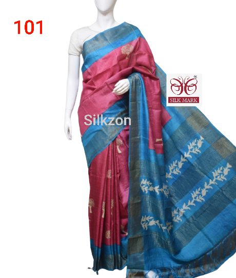 Pure Tussar Silk print saree