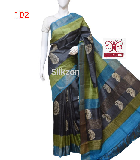 Pure Tussar Silk print saree