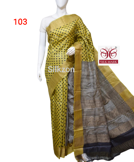 Pure Tussar Silk print saree