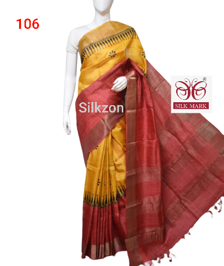 Pure Tussar Silk print saree