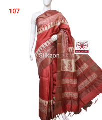 Pure Tussar Silk print saree