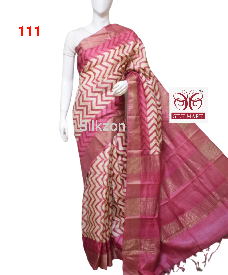Pure Tussar Silk print saree