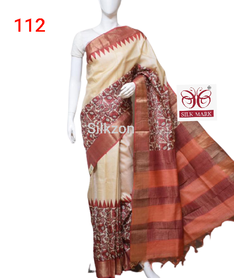 Pure Tussar Silk print saree