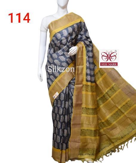 Pure Tussar Silk print saree