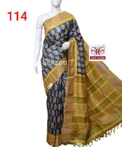 Pure Tussar Silk print saree