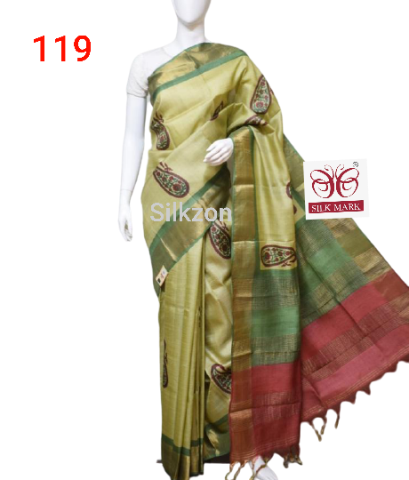 Pure Tussar Silk print saree