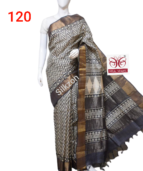 Pure Tussar Silk print saree