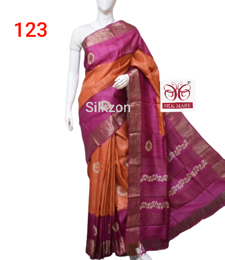 Pure Tussar Silk print saree