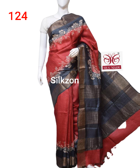 Pure Tussar Silk print saree
