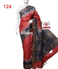 Pure Tussar Silk print saree