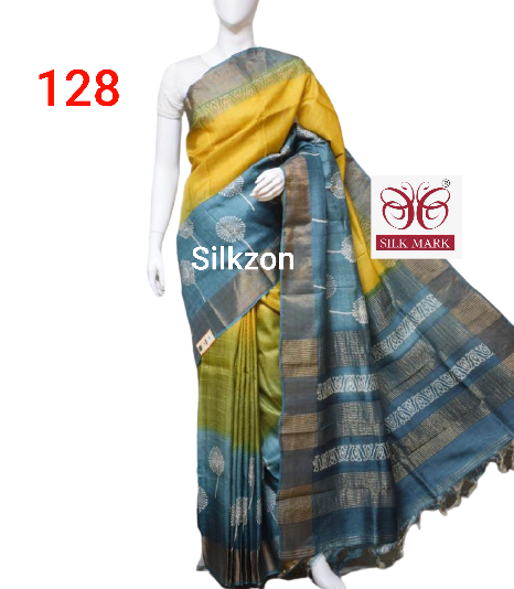 Pure Tussar Silk print saree