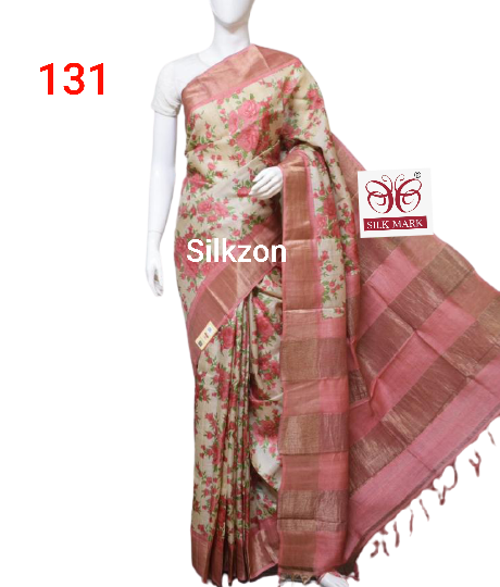 Pure Tussar Silk print saree