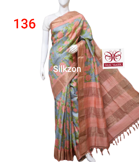 Pure Tussar Silk print saree