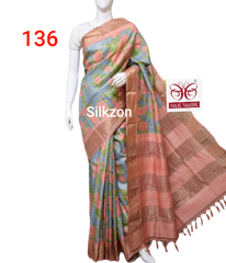 Pure Tussar Silk print saree