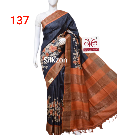 Pure Tussar Silk print saree