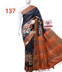 Pure Tussar Silk print saree