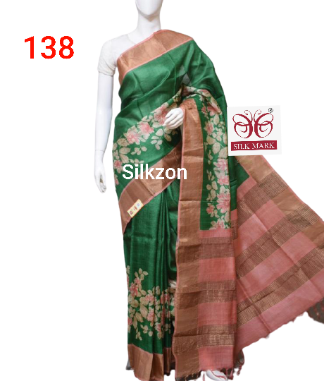 Pure Tussar Silk print saree