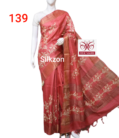 Pure Tussar Silk print saree