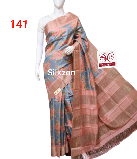 Pure Tussar Silk print saree