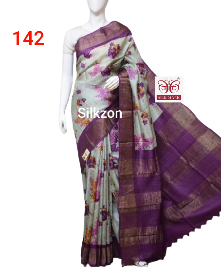 Pure Tussar Silk print saree