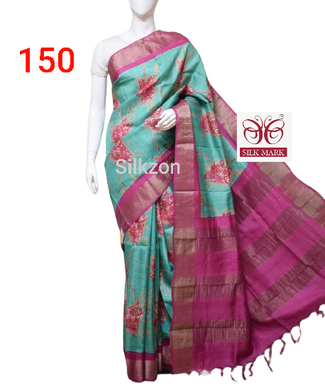 Pure Tussar Silk print saree