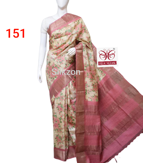 Pure Tussar Silk print saree