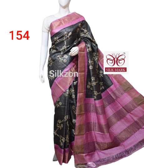 Pure Tussar Silk print saree