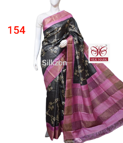 Pure Tussar Silk print saree