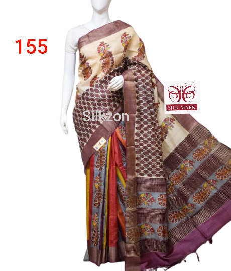 Pure Tussar Silk print saree